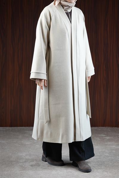 Midi Boy Kaşe Kimono - Taş