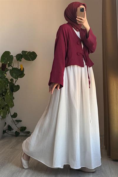 Müslin Ceket - Bordo