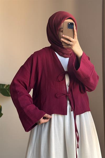 Müslin Ceket - Bordo
