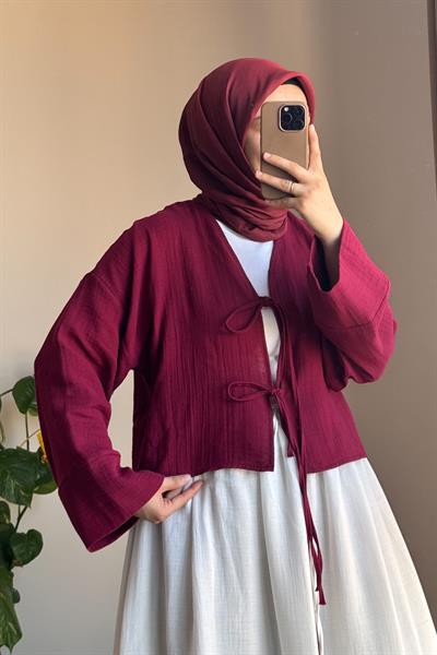 Müslin Ceket - Bordo