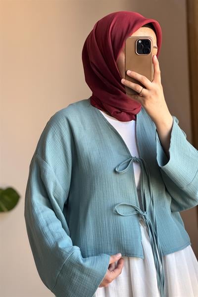 Müslin Ceket - Petrol mavi