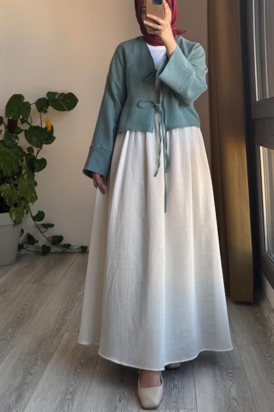 Müslin Ceket - Petrol mavi