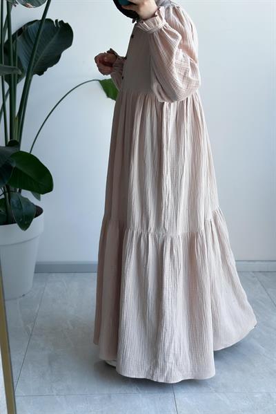 Müslin Elbise - Bej