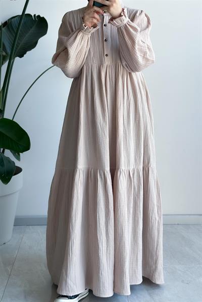 Müslin Elbise - Bej