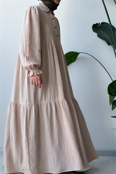 Müslin Elbise - Bej