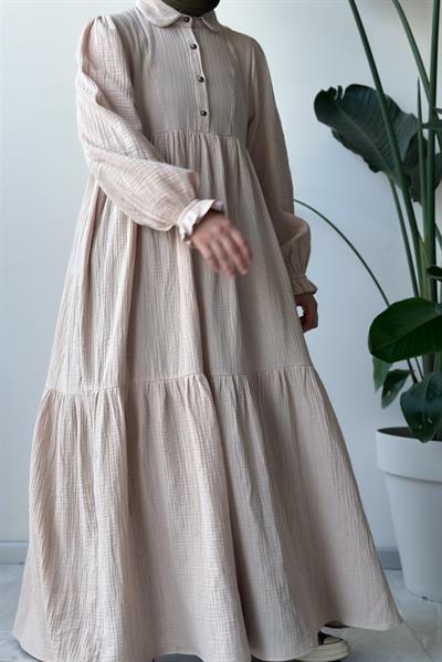 Müslin Elbise - Bej