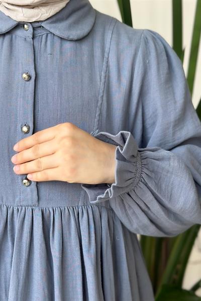 Müslin Elbise - Gri