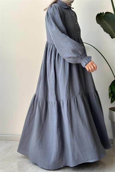 Müslin Elbise - Gri