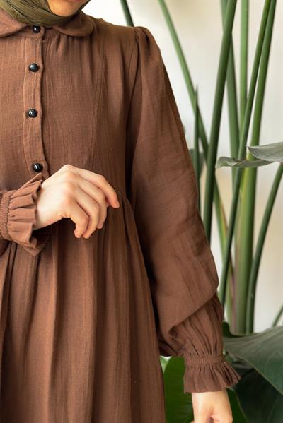Müslin Elbise - Kahve
