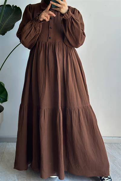Müslin Elbise - Kahve