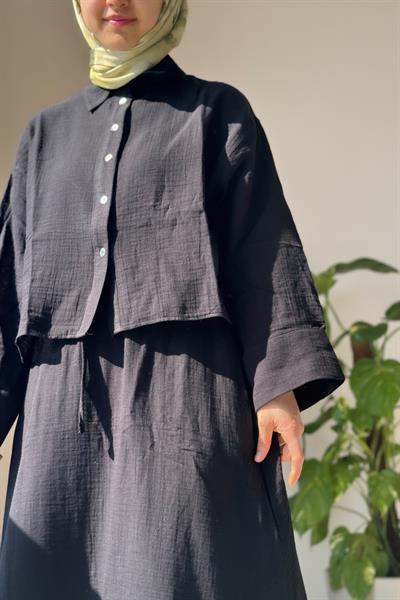 Müslin Etekli Takım - Siyah