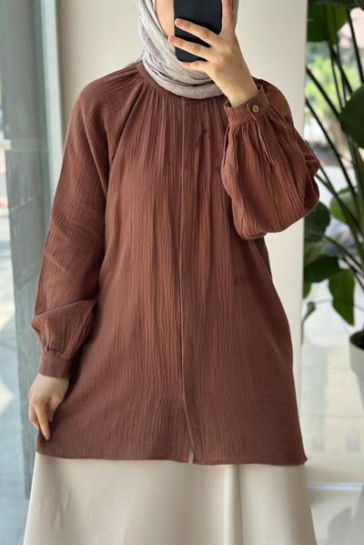 Müslin Gömlek - Kahve