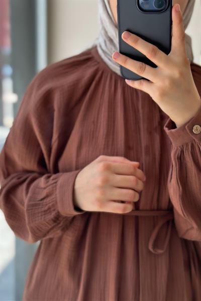 Müslin Gömlek - Kahve