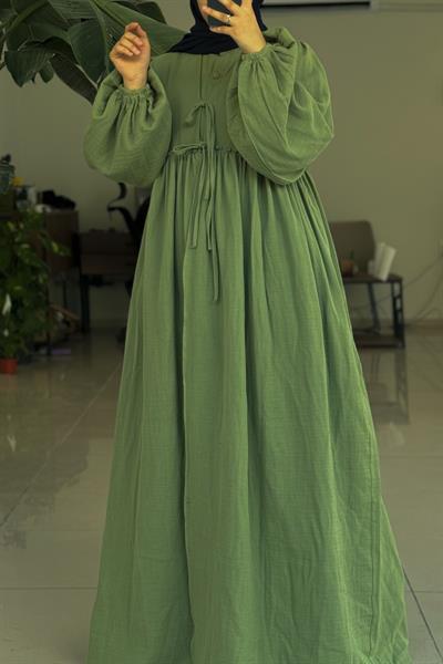 Müslin İkili Kaftan Takım - Çağla yeşil