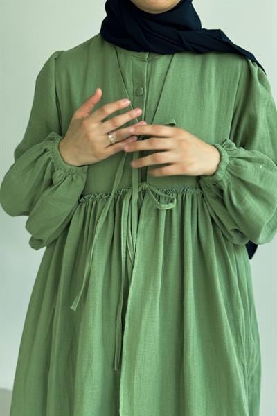 Müslin İkili Kaftan Takım - Çağla yeşil