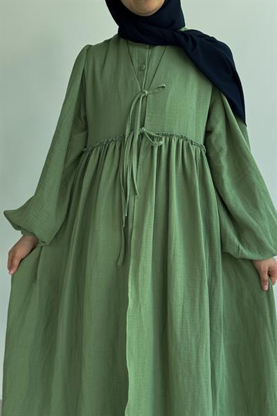 Müslin İkili Kaftan Takım - Çağla yeşil