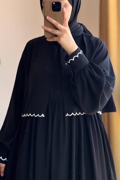 Nakış Ceketli Takım - Siyah