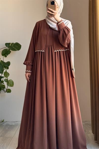 Nakış Ceketli Takım - Taba