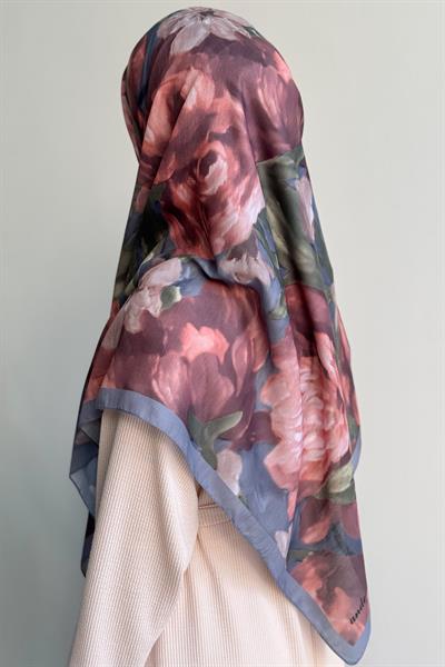 Nilüfer Desen Pamuk Eşarp - Kızıl Kahve