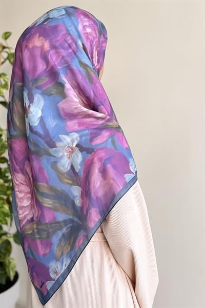 Nilüfer Desen Pamuk Eşarp - Lavanta