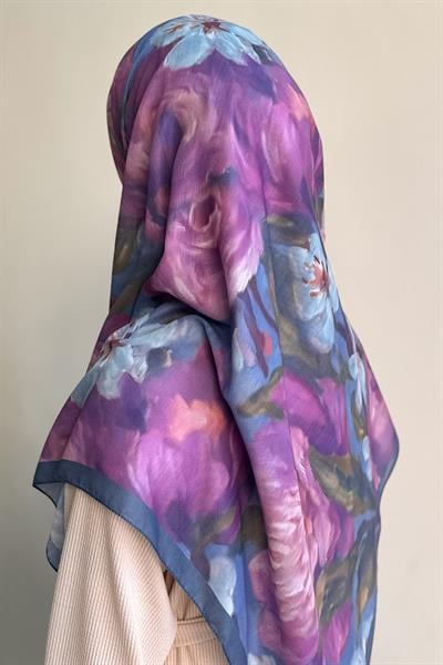 Nilüfer Desen Pamuk Eşarp - Lavanta