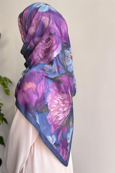 Nilüfer Desen Pamuk Eşarp - Lavanta