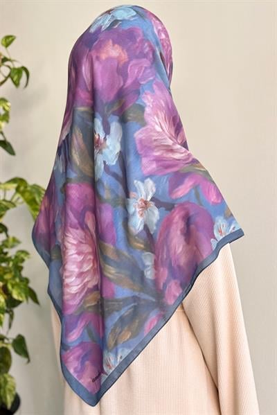 Nilüfer Desen Pamuk Eşarp - Lavanta