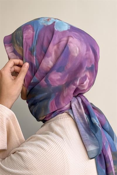 Nilüfer Desen Pamuk Eşarp - Lavanta