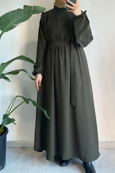 Nilüfer Elbise - Haki yeşil