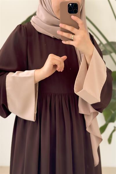 Nisa Elbise - Acı kahve/ Bej