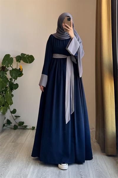 Nisa Elbise - Lacivert/ Gri