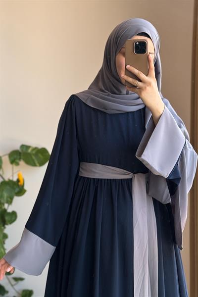 Nisa Elbise - Lacivert/ Gri