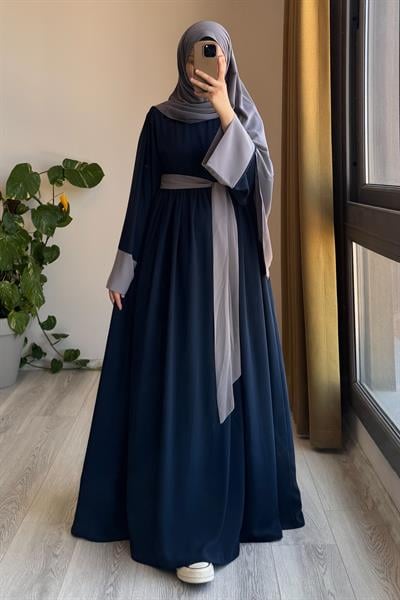 Nisa Elbise - Lacivert/ Gri