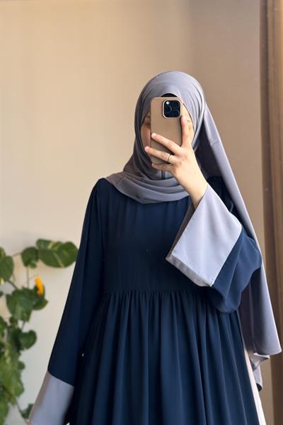 Nisa Elbise - Lacivert/ Gri