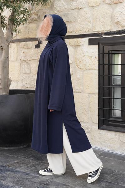 Omuz Tuturmalı Triko Tunik - Lacivert