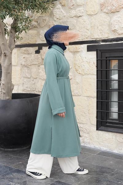 Omuz Tuturmalı Triko Tunik - Mint yeşil