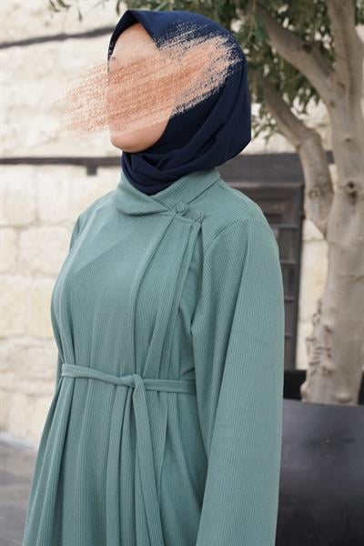 Omuz Tuturmalı Triko Tunik - Mint yeşil