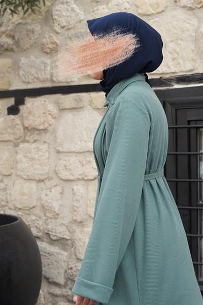 Omuz Tuturmalı Triko Tunik - Mint yeşil