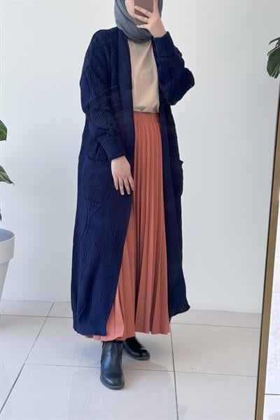 Örme Desen Hırka - Lacivert