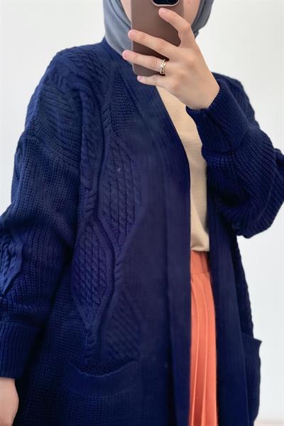 Örme Desen Hırka - Lacivert