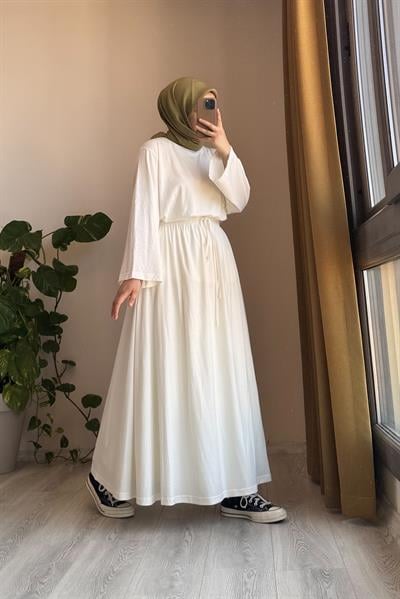 Pamuk Penye Etekli Takım - Ekru