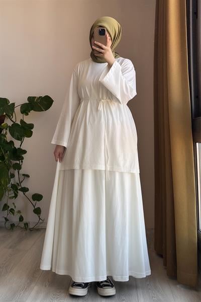 Pamuk Penye Etekli Takım - Ekru