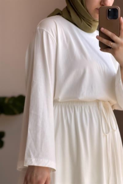 Pamuk Penye Etekli Takım - Ekru