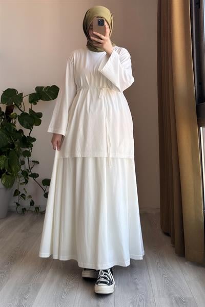 Pamuk Penye Etekli Takım - Ekru