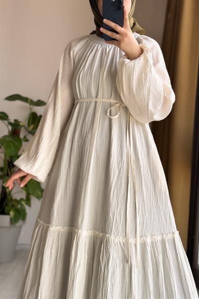 Pamuklu Elbise - Bej