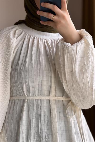 Pamuklu Elbise - Bej