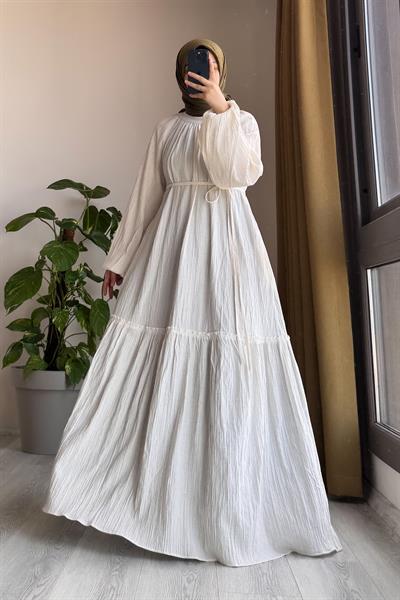 Pamuklu Elbise - Bej