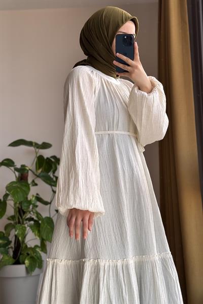 Pamuklu Elbise - Bej