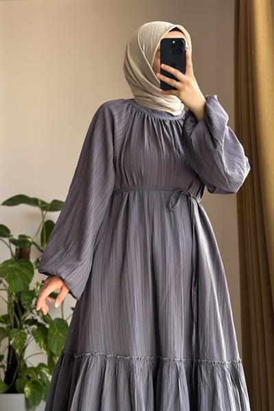 Pamuklu Elbise - Gri