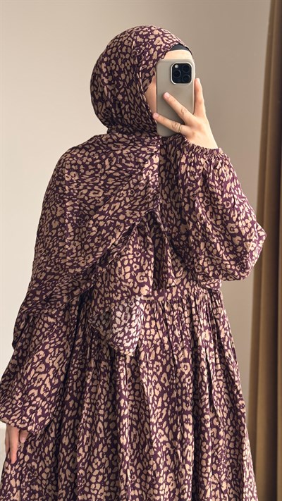 Ande Tesettür, Pamuklu Namazlık Elbise, Pamuklu Namazlık Elbise - Mürdüm